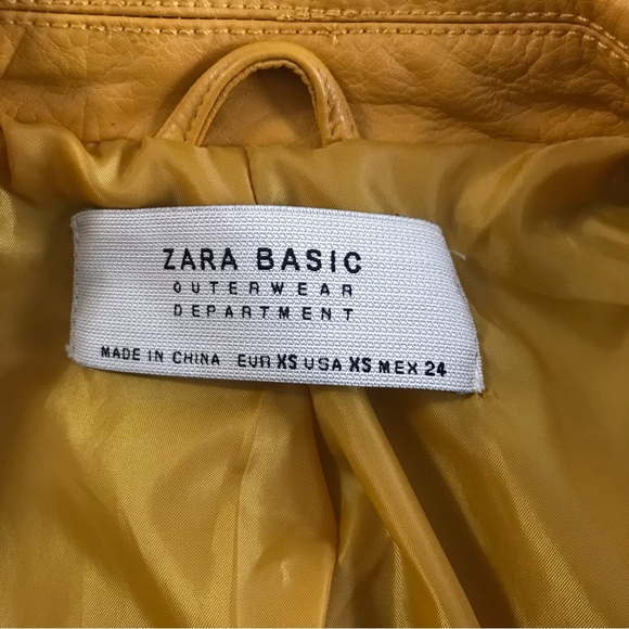 Zara Basic Mustard Faux Leather Motorcycle Jacket, XS - Picture 6 of 7